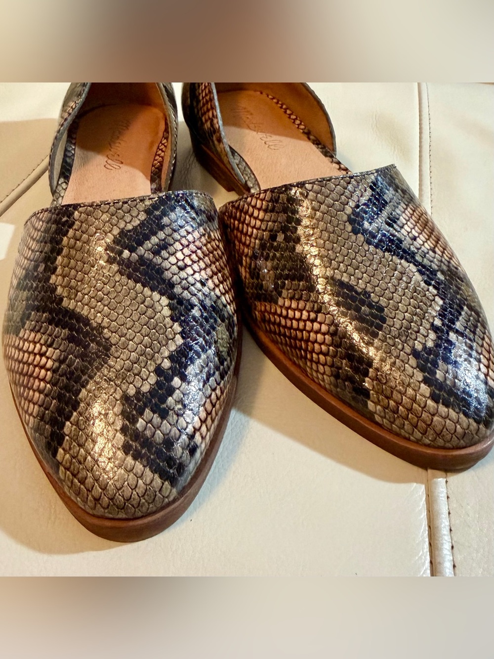 Madewell Snake-Print Slip-On Flats Size 7 Like New